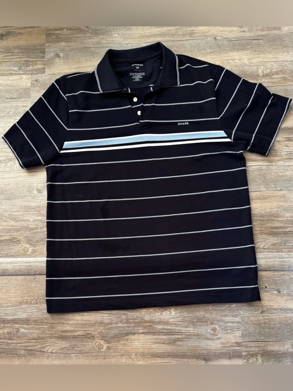 Chaps "Stay Dry" Men's Golf Polo Striped T-Shirt Size Large